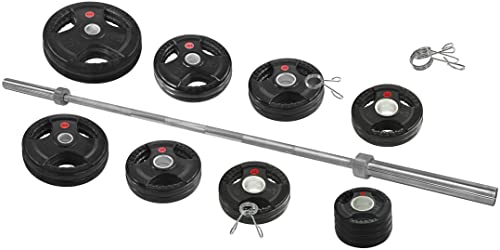 Signature Fitness Olympic Weight Plates & Barbell Set 325LB with Barbell