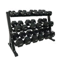 Healthy You Rubber Hex Dumbbell Complete Package Set 5-50 lbs With Rack