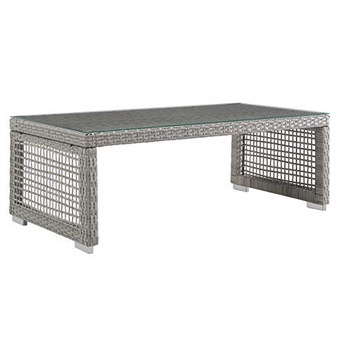 Modway Aura Outdoor Patio Wicker Rattan Sofa Set Gray White