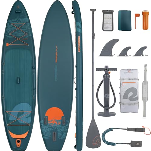 Retrospec Inflatable Stand Up Touring Paddle Board Deep Sea