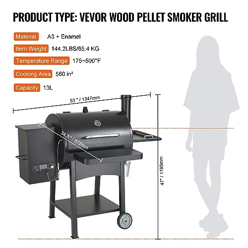 WACTO Portable Charcoal Grill BBQ with Cart - Heavy Duty 53-inch Outdoor Cooker