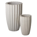 Emissary Gray Ceramic Round Planters Set of 2 (21in, 29in) with Drainage Hole