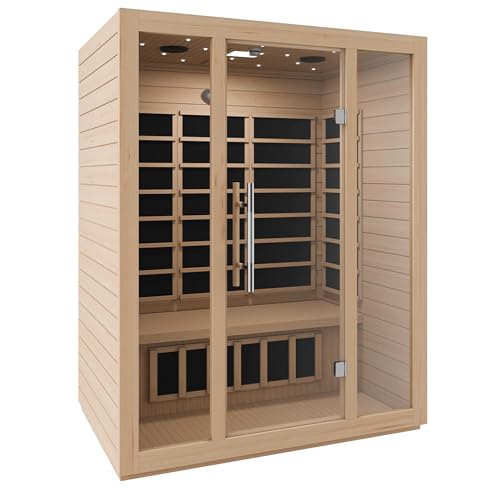 SteamSpa 3 Person Hemlock Wooden Indoor Sauna with Bluetooth & Touch Control