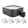 Intex PureSpa Plus 4 Person Inflatable Square Hot Tub Gray with Headrest Pillow 4 Pack