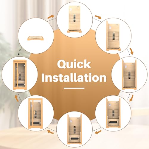 TOREAD Infrared Saunas for Home 1-2 Person Hemlock Wooden Outdoor Sauna Spa Beige