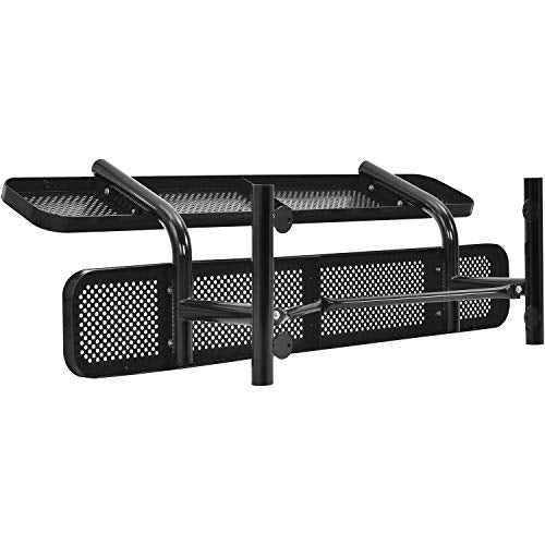 Global Industrial 72" Perforated Metal Outdoor Picnic Bench with Backrest Black