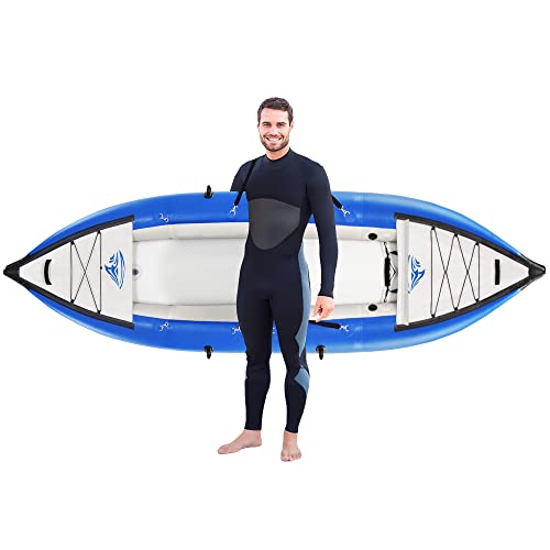 Loyaltaling Inflatable Whitewater Fishing Kayak Set Blue