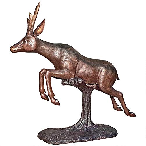 DESIGN TOSCANO Leaping Pronghorn Antelope Cast Bronze Garden Statue Bronze