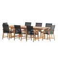 Amazonia Franklin 9-Piece Teak Finish Extendable Rectangular Patio Dining Set Teak Finish