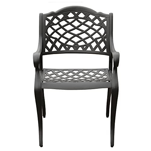 Oakland Living Modern Ornate Outdoor Mesh Aluminum Patio Dining Set with Six Chairs Black