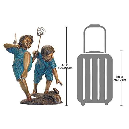 Design Toscano Double Trouble Fishing Boys Cast Bronze Garden Statue Two Tone Bronze & Verdigris