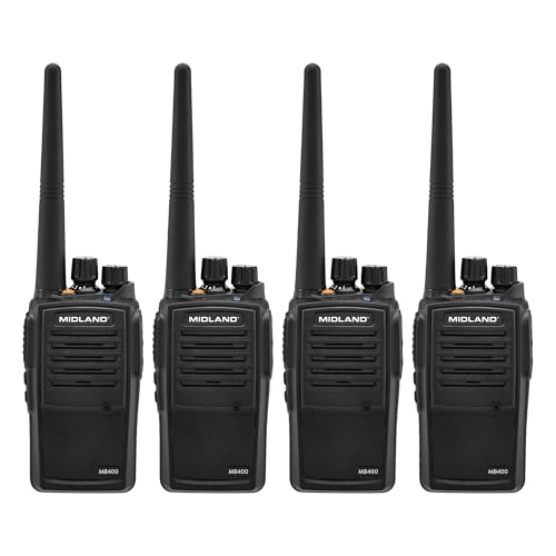 Midland MB400 BizTalk Business Two Way Radio 4 Pack Bundle w/Chargers Black