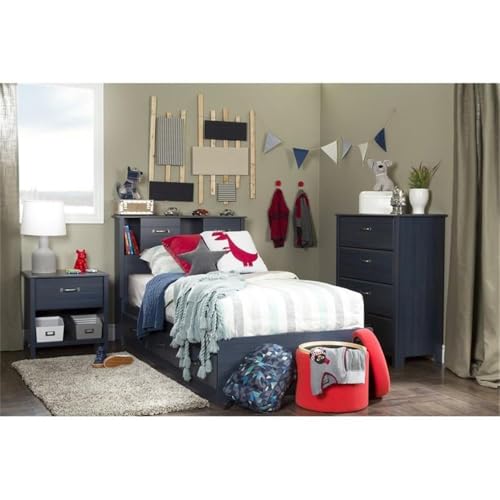 Home Square 2-Piece Full Mates Bed & Nightstand Set Blueberry