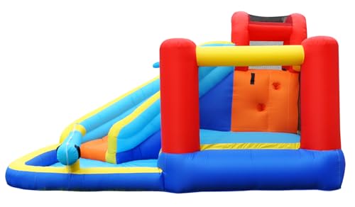 Mighty Hand Inflatable Jumper Bounce House with Water Slide and 480W Blower Red/Blue