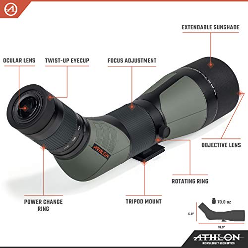 Athlon Optics Ares G2 20-60x85 UHD Spotting Scope 45 Degree Green
