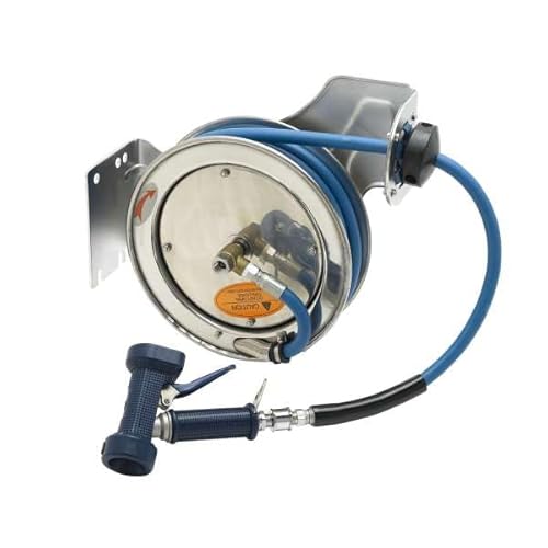 T&S Brass Hose Reel Open Stainless Steel with MV-2516-24 Rear Trigger Gun 3/8" x 15''