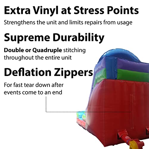 TentandTable Inflatable Water Slide for Kids and Adults, Commercial Grade 27' L x 9' W x 15' H, Retro Rainbow