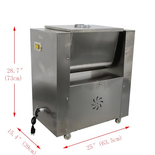 INTSUPERMAI Electric Meat Vegetable Mixer Stainless Steel Commercial Food Processor 6.6 Gallon Silver
