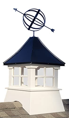 Accentua Monterey Cupola with Armillary, 24 in. Square, 54 in. High, White and Black