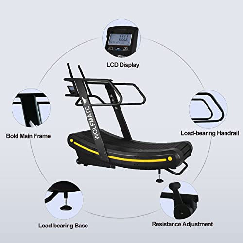 WOLFMATE Fitness Curved Treadmill Air Runner Black