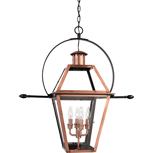 Quoizel Rue De Royal Charleston Outdoor Hanging Lantern 30 Inch 4-Light Aged Copper