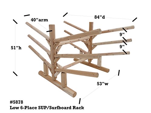 Log Kayak Rack 6 Place SUP and Surfboard Rack Canyon Brown