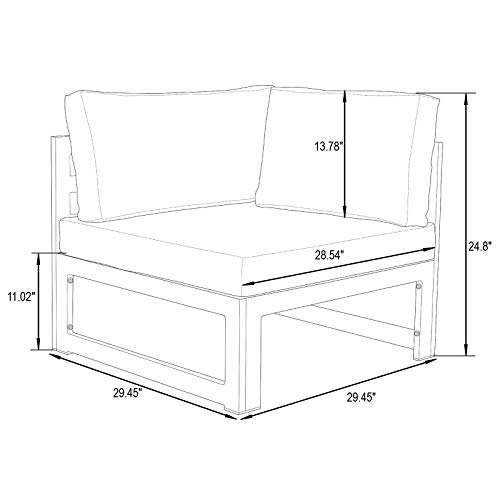 LeisureMod Chelsea 4-Piece Sectional Loveseat Set Black