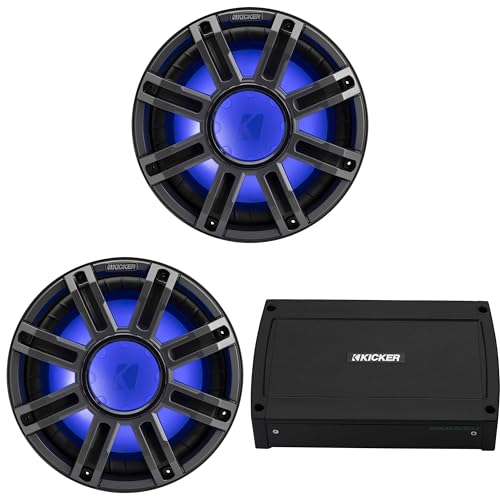 KICKER 12-Inch Premium Marine Subwoofer & 48KXMA5004 Amp Bundle