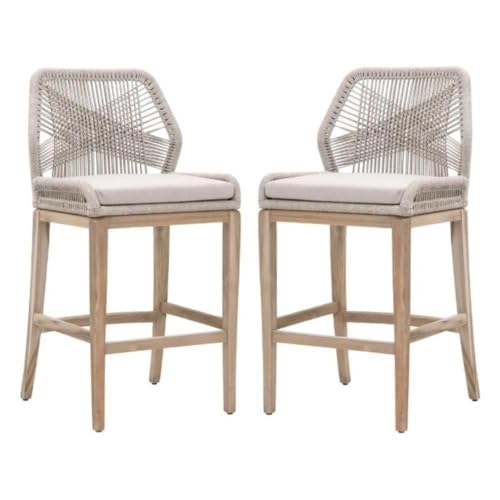 Home Square 30" Fabric Outdoor Barstool Set of 2 Gray
