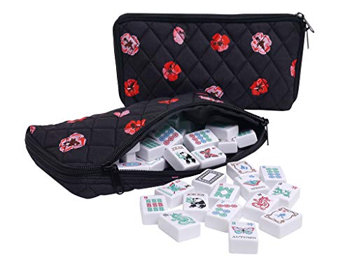 Linda Li American Mahjong Set Artisan Collection Butterfly Series Black Poppy Bag