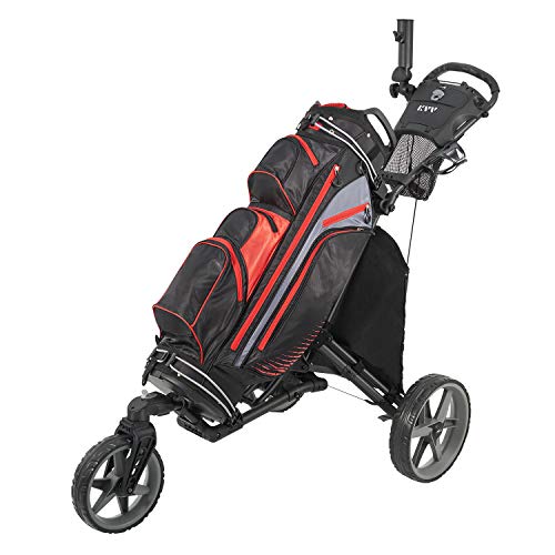 KVV 3 Wheel 360 Rotating Front Wheel Foldable Golf Push Cart Black/Charcoal