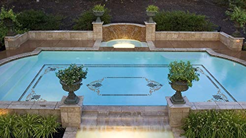 Custom Mosaics, Inc. Baroque Corner Scroll Porcelain Pool Mosaic 60"x45" Black