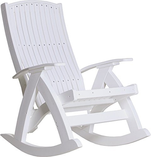 LuxCraft Poly Comfort Rocker Plastic Outdoor Rocking Chair White
