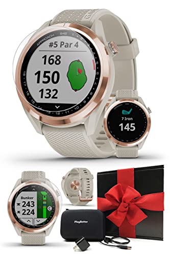 PlayBetter Garmin Approach S42 Womens Golf GPS Watch Rose Gold/Light Sand