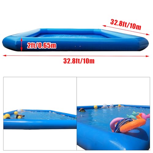 EQCOTWEA Oversized Inflatable Swimming Pool with 110V Blower Blue