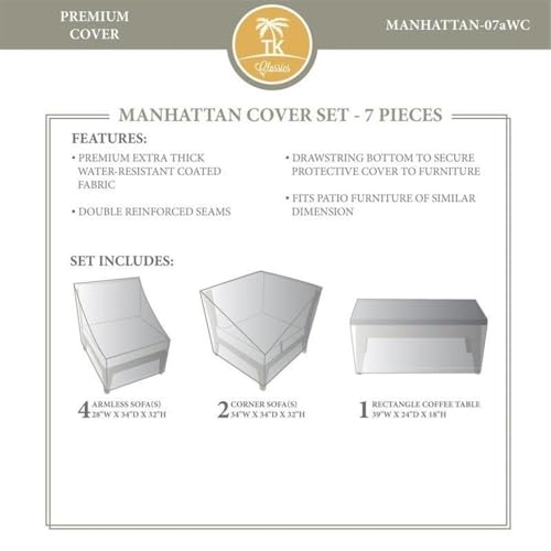 Afuera Living Contemporary 7 Piece All Weather Cover Set Beige