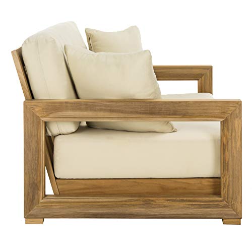 Safavieh Couture Montford Wood Loveseat Natural Teak/Beige