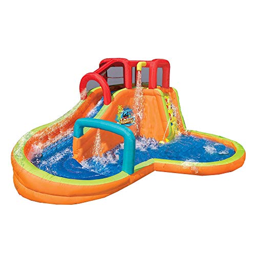 BANZAI Inflatable Water Park with Waterslide, Water Cannon, and Splash Pool