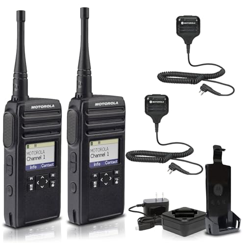 Motorola Solutions DTR700 Digital 2-Way Radio with 2 x HKLN4606 Remote Speaker Mic