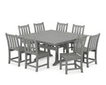 Polywood Traditional Garden 9-Piece Farmhouse Dining Set Slate Grey