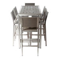 Pemberly Row Contemporary 7-Piece Aluminum Patio Bar Set Grey
