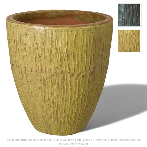 Emissary 26in Yellow Stoneware Round Planter
