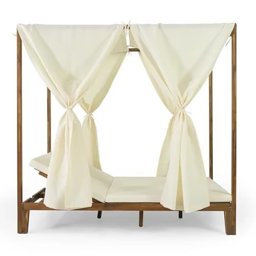 Merax Outdoor Daybed Patio Chaise Lounge Cream