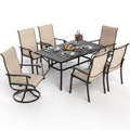 Pamapic 7-Piece Patio Dining Set with 2 Swivel Chairs & 4 Regular Chairs Beige