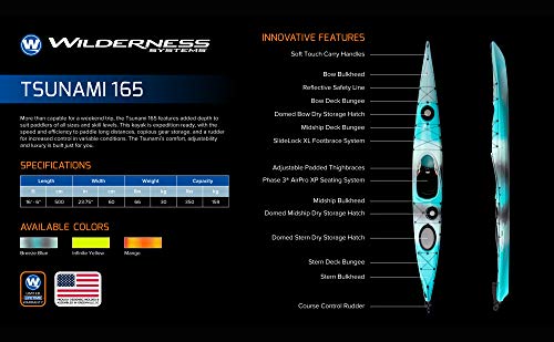 Wilderness Systems Tsunami 165 Sit Inside Touring Kayak with Rudder Mango