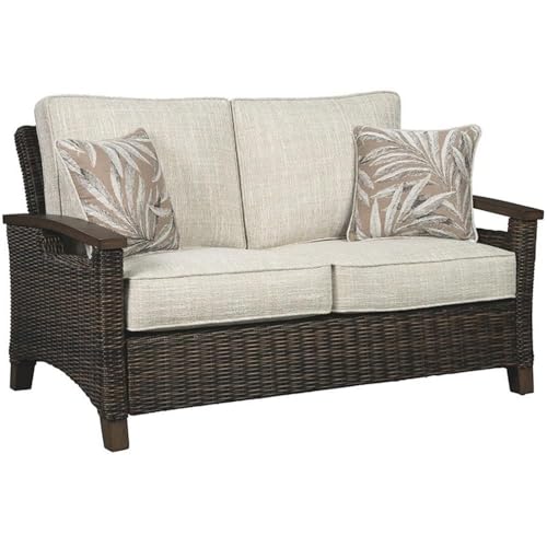 Home Square 2 Piece Patio Polyester Loveseat Set Brown