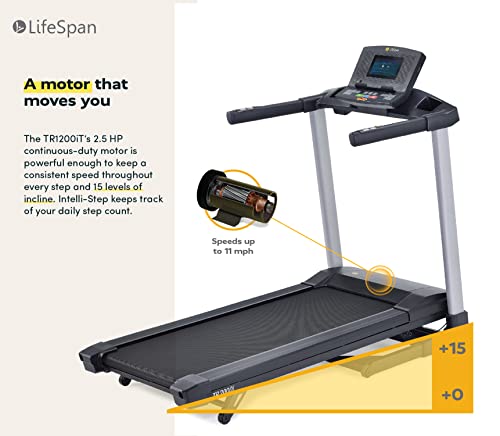 LifeSpan Fitness TR4000i Foldable Treadmill with Touchscreen Display Multi