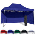 Vispronet 10x15 Instant Canopy Tent with 2 Side Walls - Commercial Grade Aluminum Frame, Water-Resistant Canopy, Bag and Stake Kit Included Blue