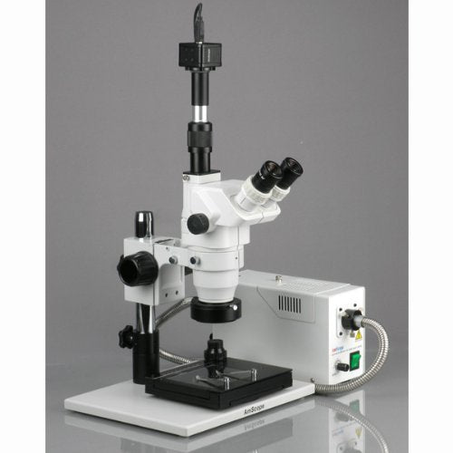 AmScope Digital Trinocular Stereo Zoom Microscope 3.35X-180X Magnification White