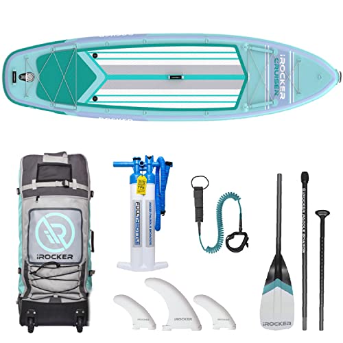 iROCKER Cruiser Inflatable Stand Up Paddle Board Aqua